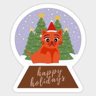 Holiday Cat In A Snow Globe Sticker